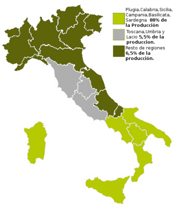 carte variétés olives italie
