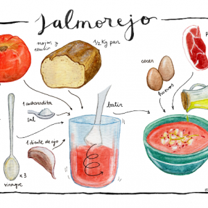 recette de Salmorelo la célèbre soupe froide du sud de l'Espagne à base d'huile d'olive vierge extra