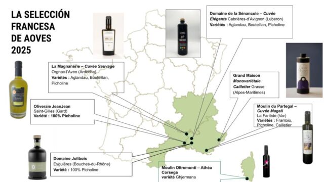la carte de la séelction francaises d'huile d'olive au salon expoliva 2025 
